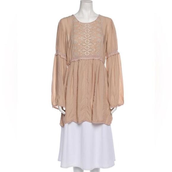 NWT MELISSA ODABASH NEUTRAL PLEATED ACCENT DRESS SIZE‎ L - Picture 1 of 6